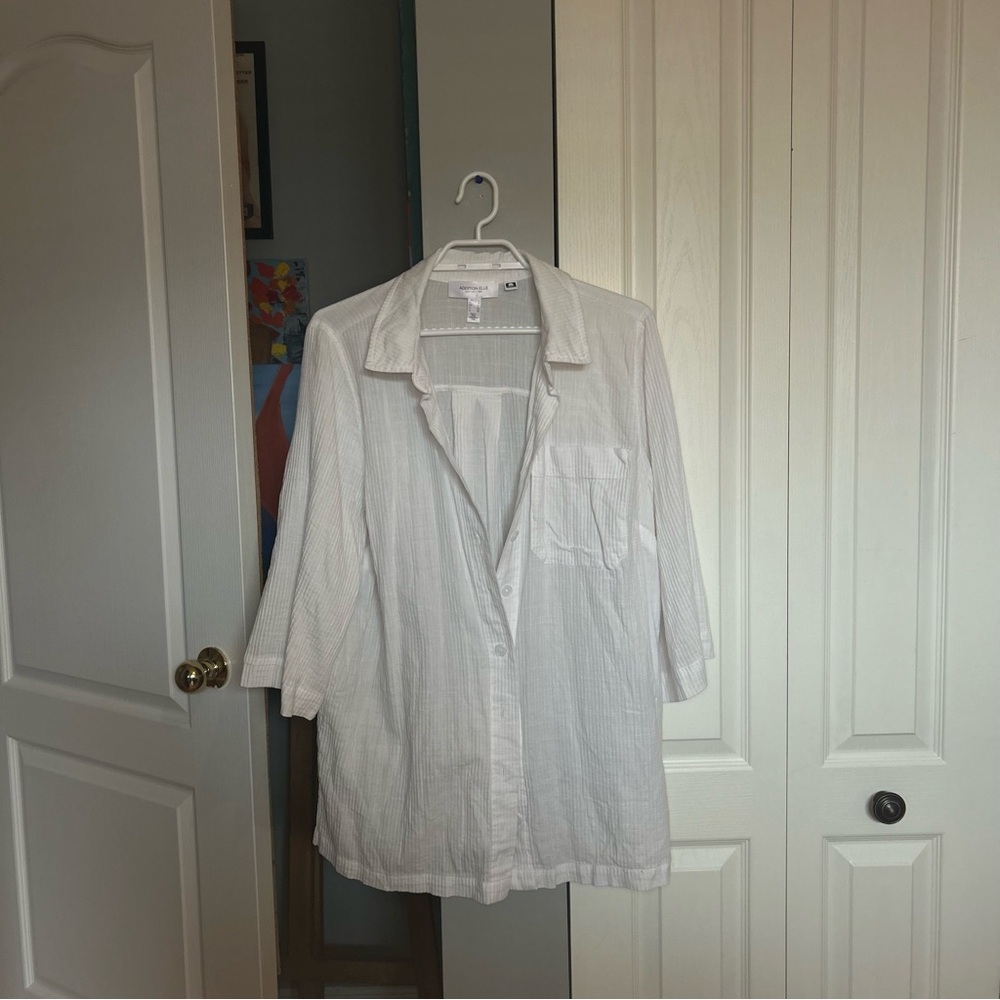 Addition Elle White Striped Casual Shirt